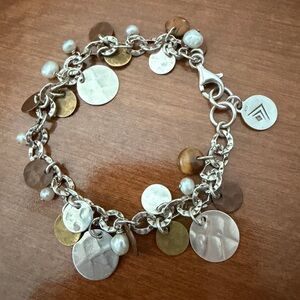 Silpada 925 Sterling Silver Brass Copper Pearl Bracelet  B1853